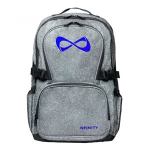 Nfinity Silver Grey Sparkle Royal-Blue-Logo Backpack