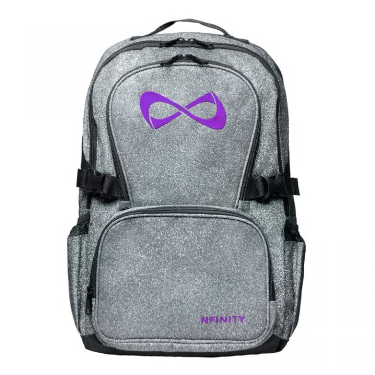 Nfinity Silver Sparkle Purple Logo Backpack