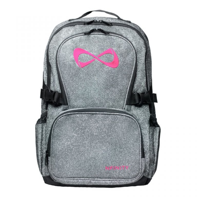 Silver Grey Sparkle Pink Logo Backpack