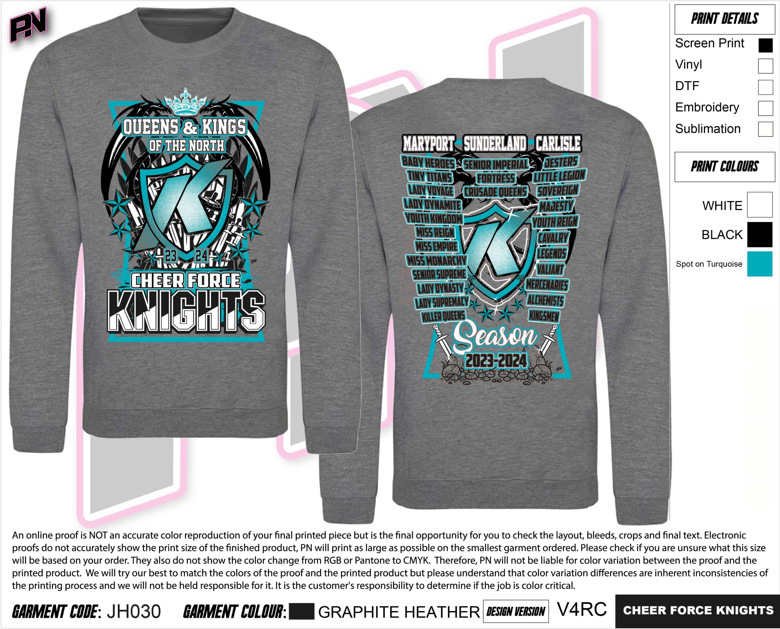 Cheer Force Knights Sweatshirt Power Nation